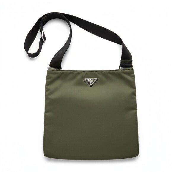 Prada Nylon Crossbody Messenger Bag Olive Green Vintage Unisex - Picture 1 of 8